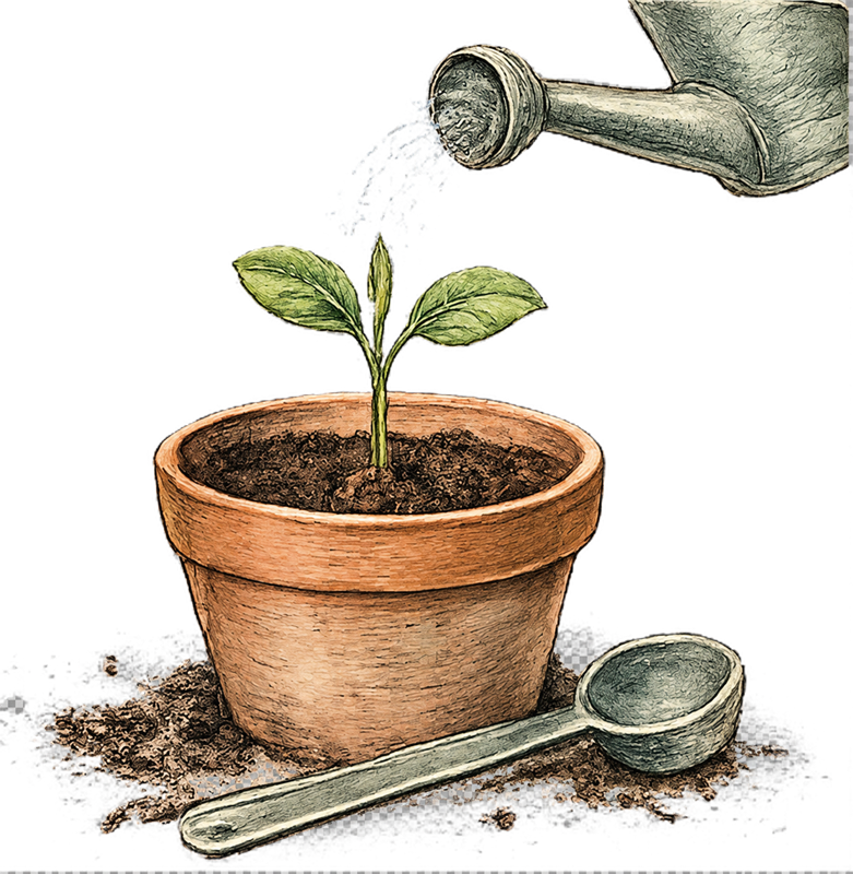 Watering a houseplant